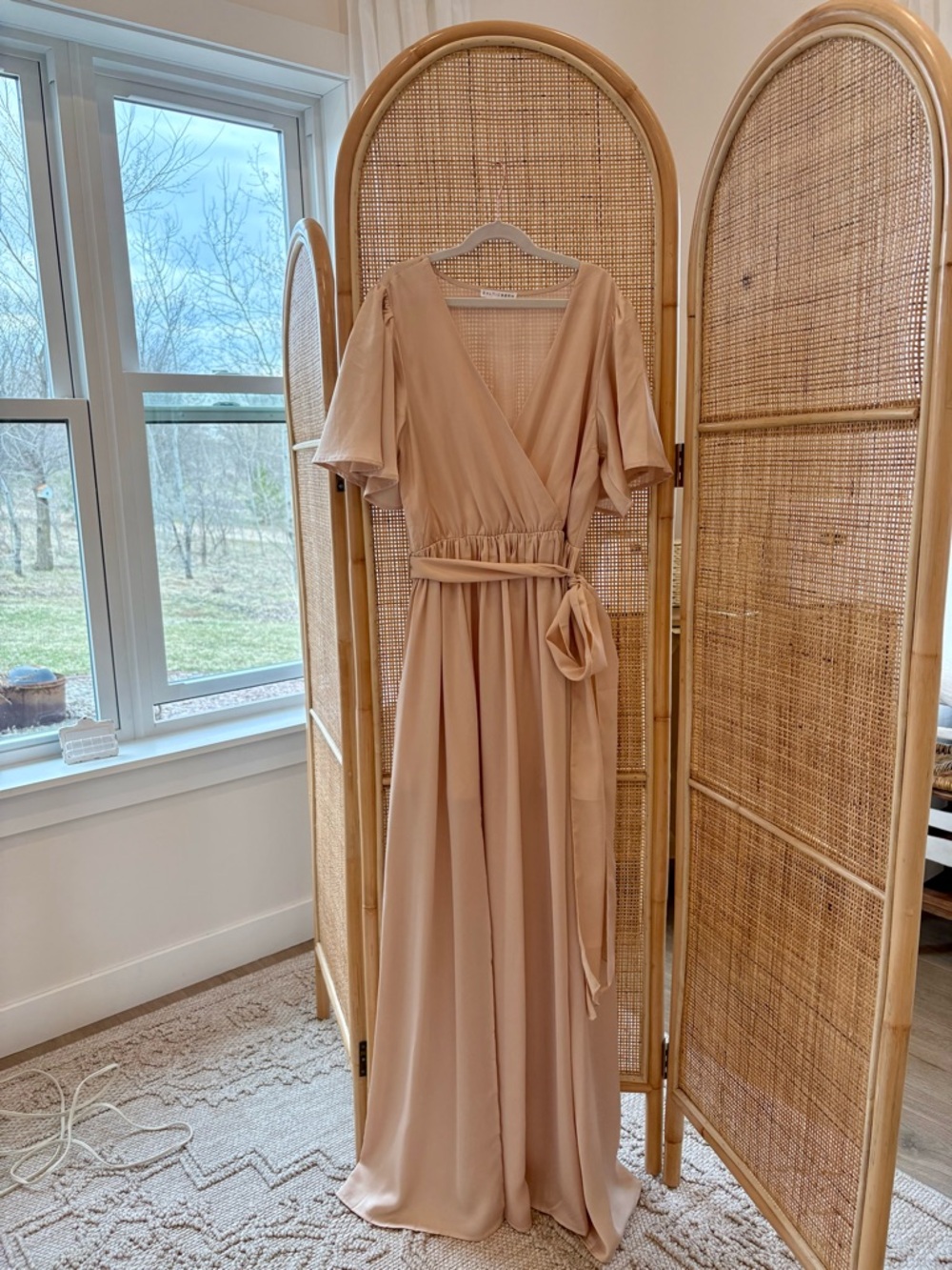 Baltic Born Cream Wrap-Style Maxi Dress with Tie Waist